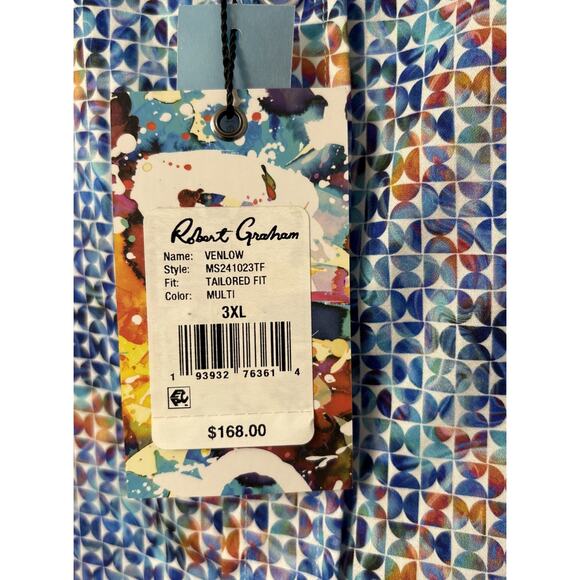 NWT Robert Graham Venlow Shirt Blue Mens 3XL Long Sleeve Geometric AOP $168 - Picture 13 of 15